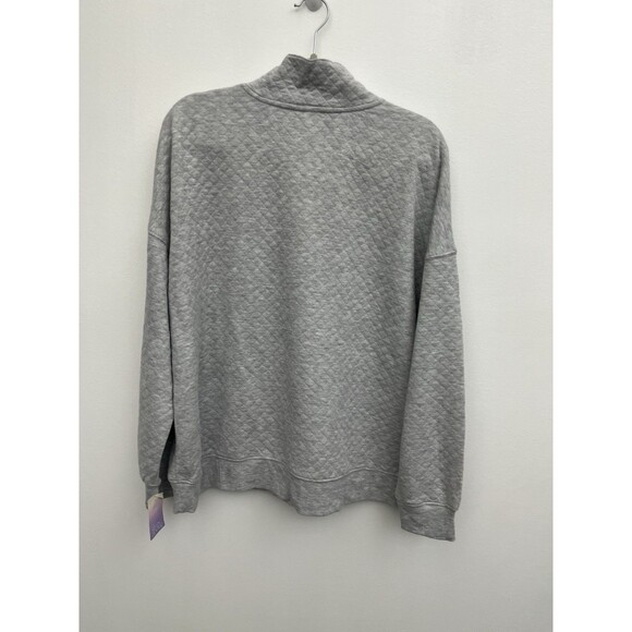 Stars Above Quilted Pajama Top Women’s 2XL  Mock Neck Henley Pockets Gray - Picture 3 of 12